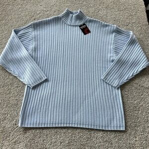 Y2K Southpole Sweater Mens XL Blue Tight Knit Mock Neck Pullover Logo Casual